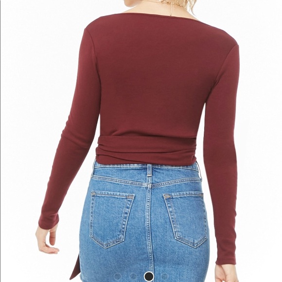 Surplice Self-Tie Crop Top - Picture 3 of 3